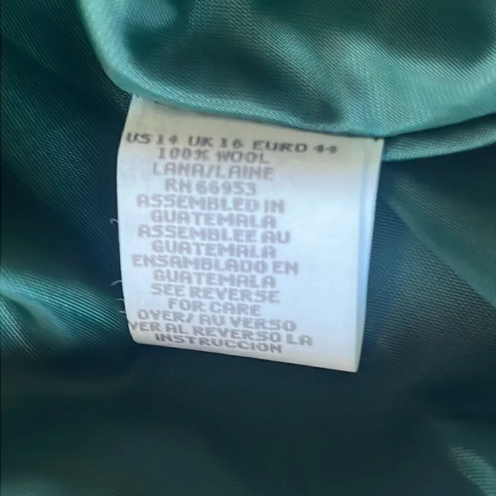 Vintage Leslie Fay Green 100% Wool Pleated Lined ALine 80’s Midi Career Skirt 14